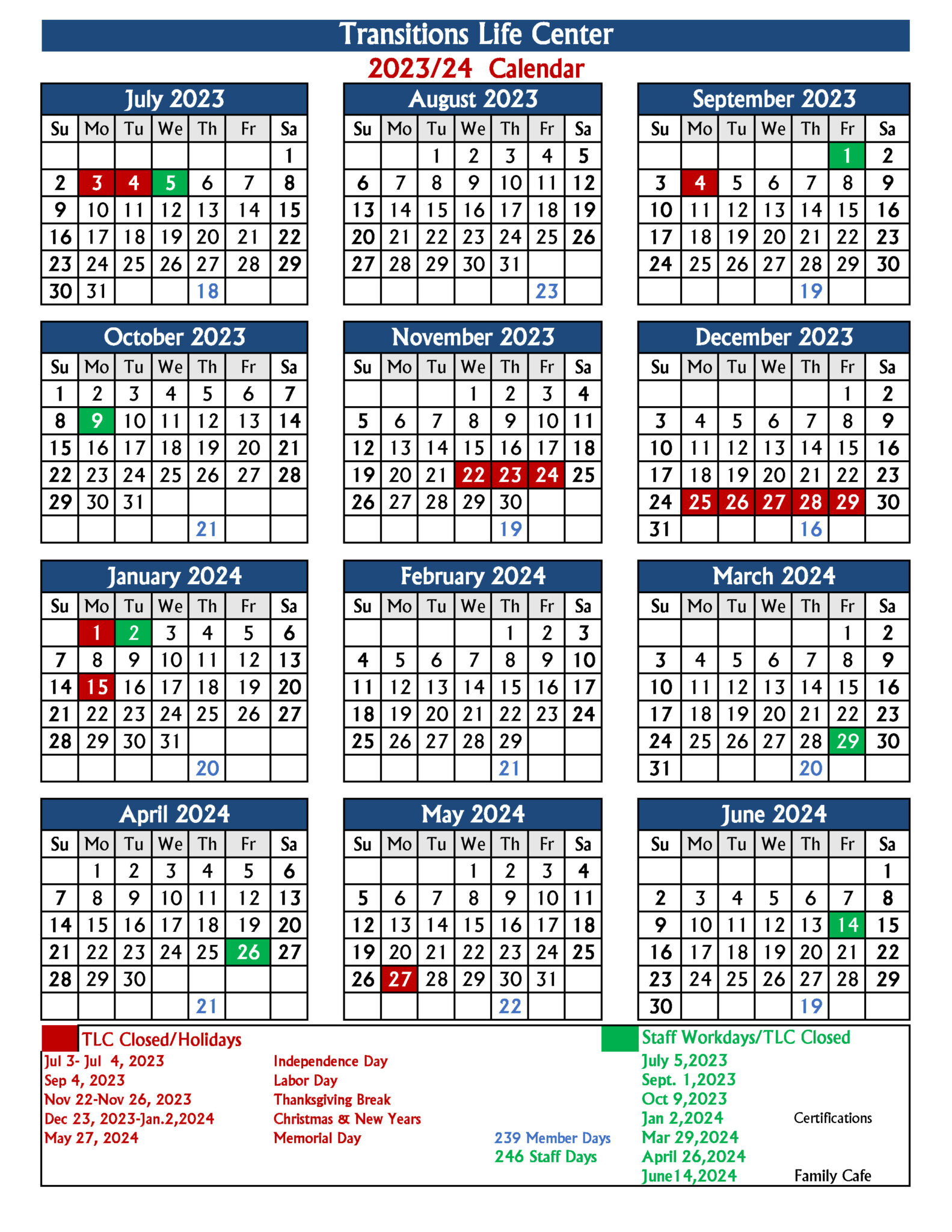 2023 2024 TLC Program Calendar TLC Ocala